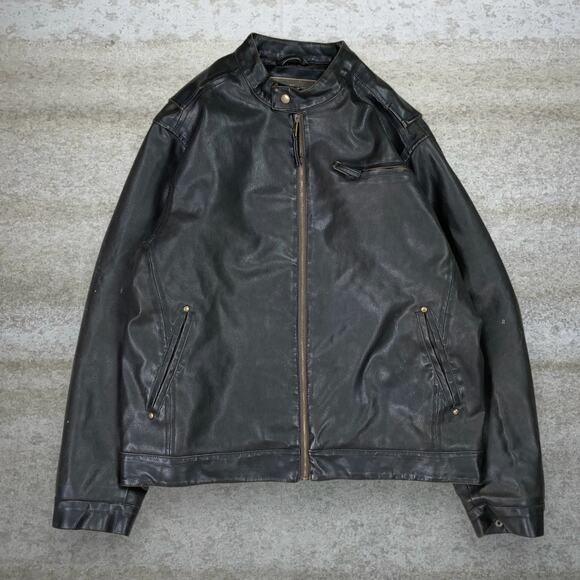 Arizona Other - Vintage 90s Arizona Faux Leather Jacket Mens L Mocha Brown Insulated Full Zip